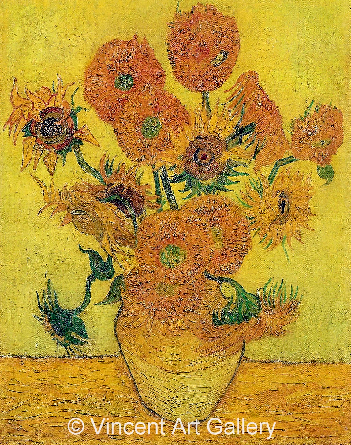 JH1666, Still Life, Fourteen Sunflowers in a Vase